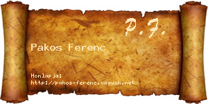Pakos Ferenc névjegykártya